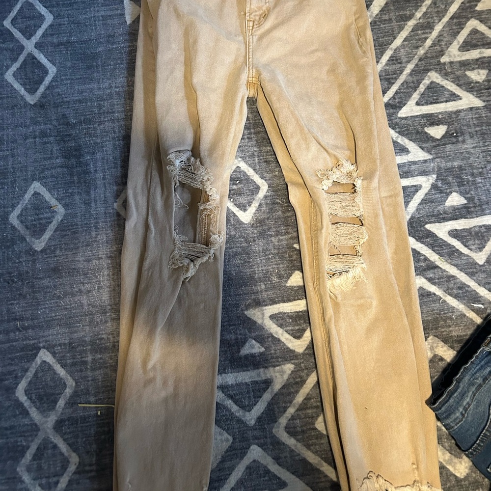 Risen jeans 9/29 Distressed Tan Jeans
